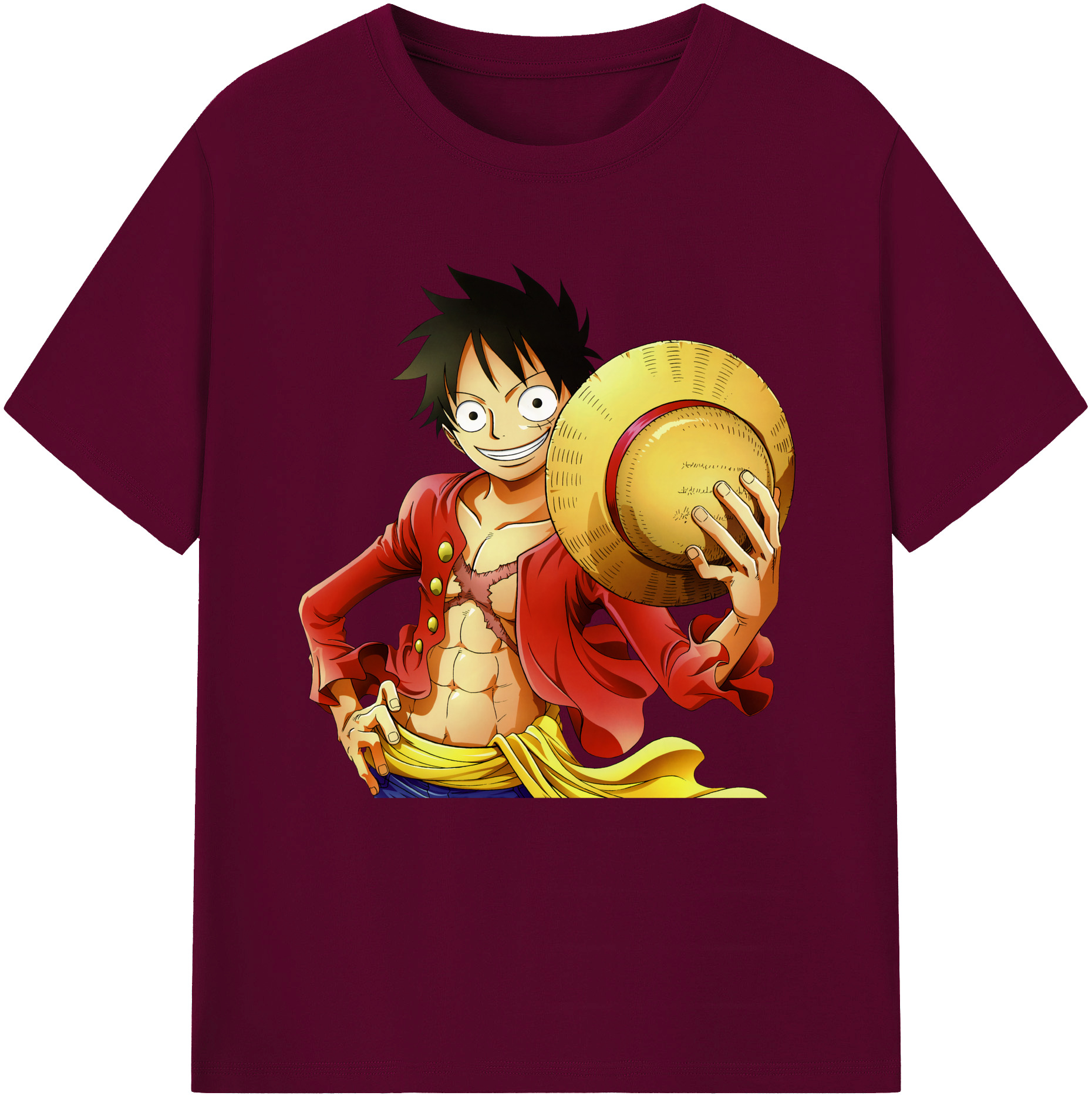 ワンピース モンキー・D・ルフィ ONE PIECE Monkey D. Luffy レディースカジュアルプリントTシャツ（綿100％）